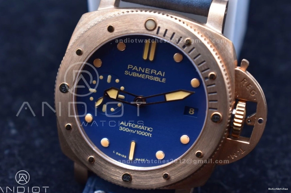 974 Blue Strap Bronzo P.900 Best Breathable Calfskin on PAM1074 VSF W Dial Blue Clone Edition 1:1 0112